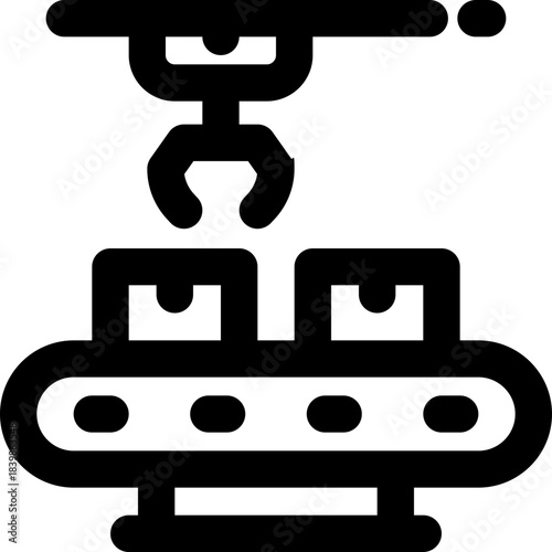 assembly line icon. Clean and minimalist vector icon for websites, mobile apps, presentations, and logos. Fully scalable and customizable for any project.