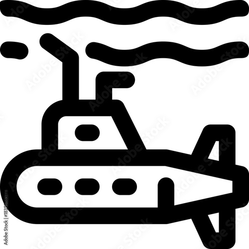 submarine line icon. Clean and minimalist vector icon for websites, mobile apps, presentations, and logos. Fully scalable and customizable for any project.