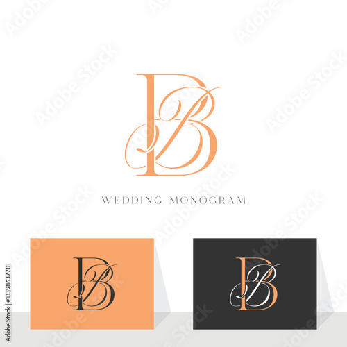 Elegant BB Wedding Monogram Logo for Invitations and Branding