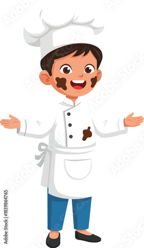Cute Chef Boy with Chocolate on Face Bakery design