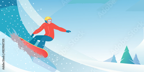 A skier gracefully descends a snowy slope with mountains in the background