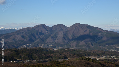 伊香保温泉からの眺望、小野子山と谷川連峰、午後