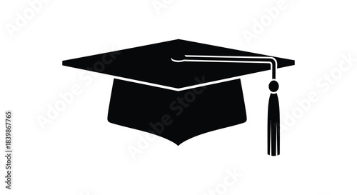 A stark black graduation cap design a symbol of academic achievement presented as a silhouette