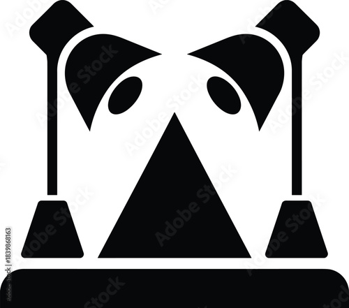 Abstract Geometric Shape Resembling a Face with Two Lamps vector illustration