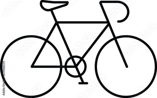 Black and white outline of a minimalist road bicycle with thin wheels bike transportation