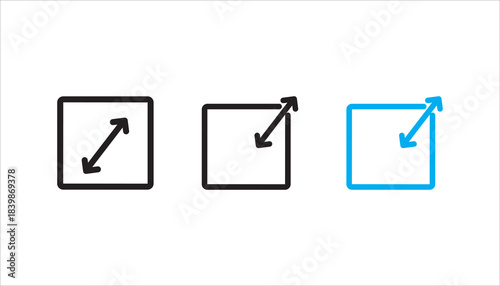 Size linear style icon set . Measurement and resizing. Height, width, depth. Displays the dimensions of objects. Defining and adjusting the size. Editable stroke width
