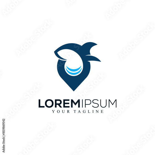 Modern Shark Head and Location Pin Logo for Travel or Marine Business
