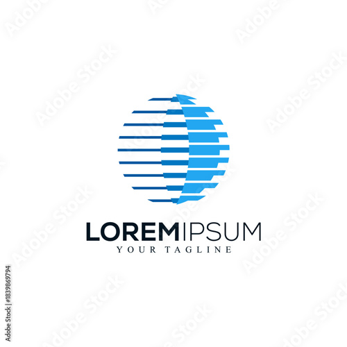 Dynamic Blue Global Network Logo with Abstract Digital Lines