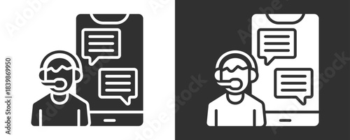 Live Chat Icon Set Vector Collection Isolated In Black And White