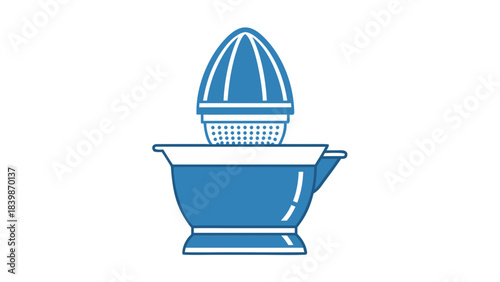 Simple Graphic Illustration of a Blue Citrus Juicer on a Black Background Kitchenware for Making Fresh Juice