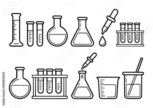 Collection of Scientific Laboratory Glassware and Equipment Icons