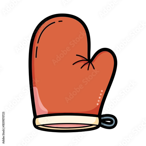 Cartoon oven mitt silhouette isolated on white background