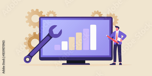 Analyzing data and system maintenance with charts and digital tools