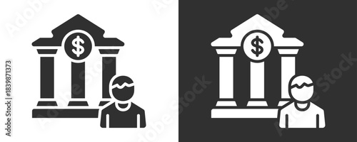 Bank Icon Set Vector Collection Isolated In Black And White