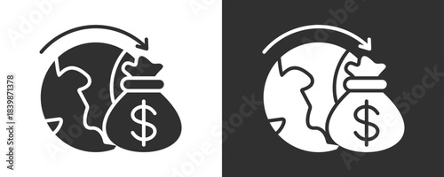 Economic Icon Set Vector Collection Isolated In Black And White