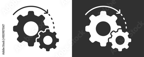 Processing Icon Set Vector Collection Isolated In Black And White