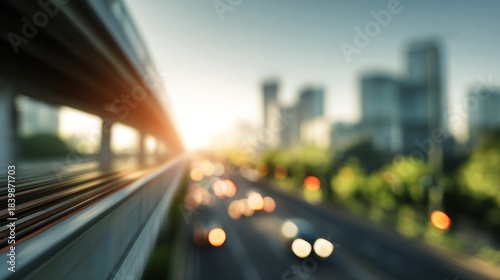 Cityscape highway transportation with sun