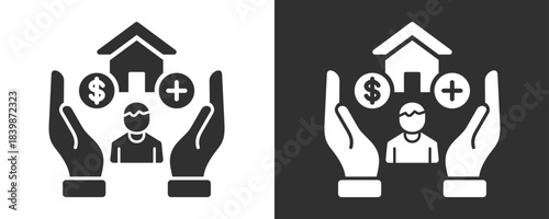 Employee Benefits Icon Set Vector Collection Isolated In Black And White