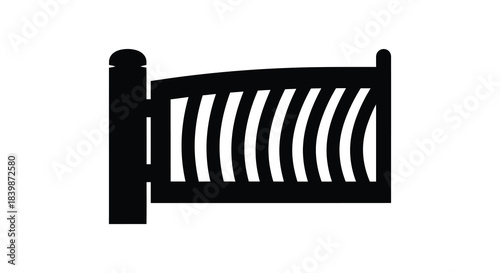 A simple black and white illustration of a classic bed frame design a bold silhouette