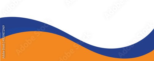 Abstract wave design with blue and orange colors isolated on transparent background