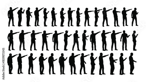a collection of human figures in various poses displayed in a grid arrangement presented as a silhouette