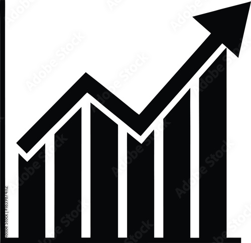 Black Silhouette Line Chart Upward Trend Vector Graphic 2