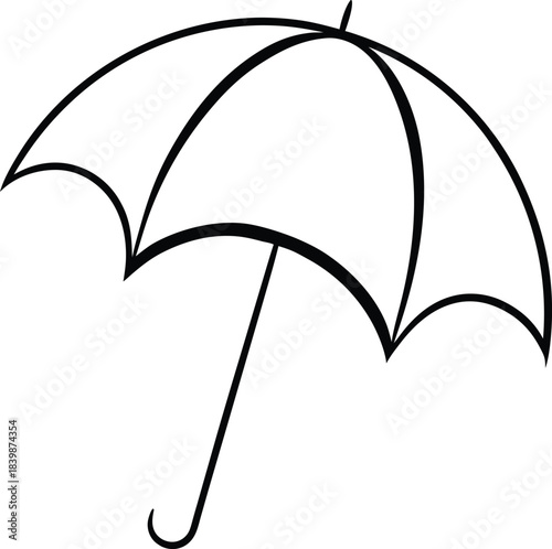 Minimalist thin black outline umbrella vector graphic