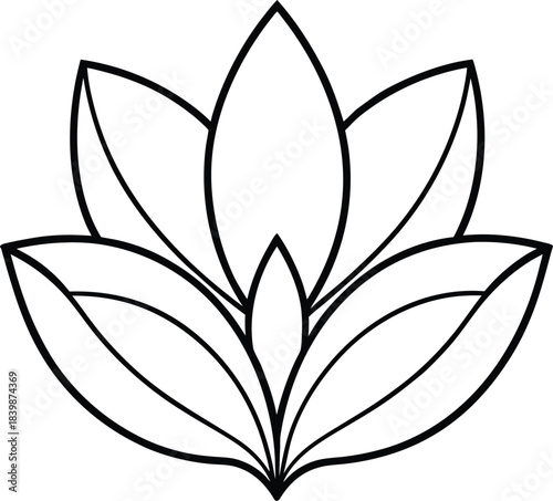 Flower petal line art vector minimal thin black outline 3