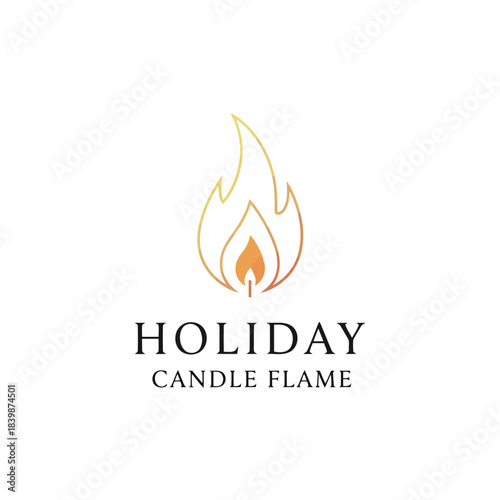 Minimalist candle flame logo for holiday scented products