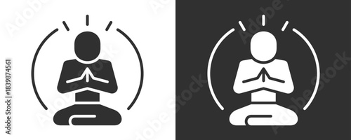 Meditation Icon Set Vector Collection Isolated In Black And White