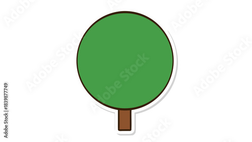 Simple Green Tree With Brown Trunk Against A Black Background Isolated Vector Illustration Cartoon Style