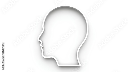 Human Silhouette Outline: A simple, elegant outline of a human head, representing thought, identity, and the power of the mind. 