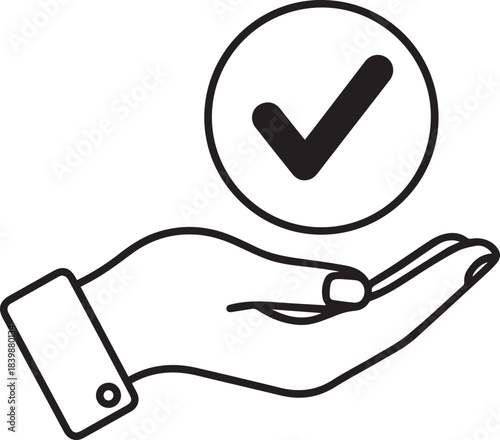 Hand Holding Check Mark Icon for Approval or Acceptance