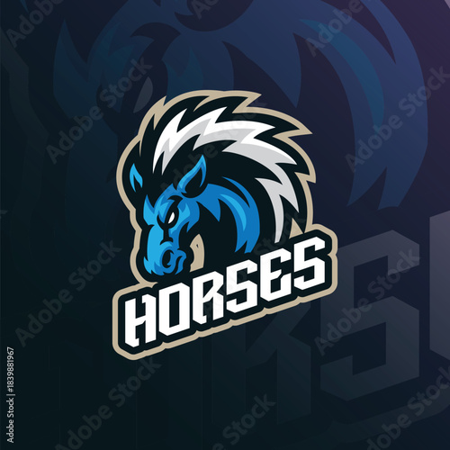 Horses mascot logo design vector. Horse head illustration.