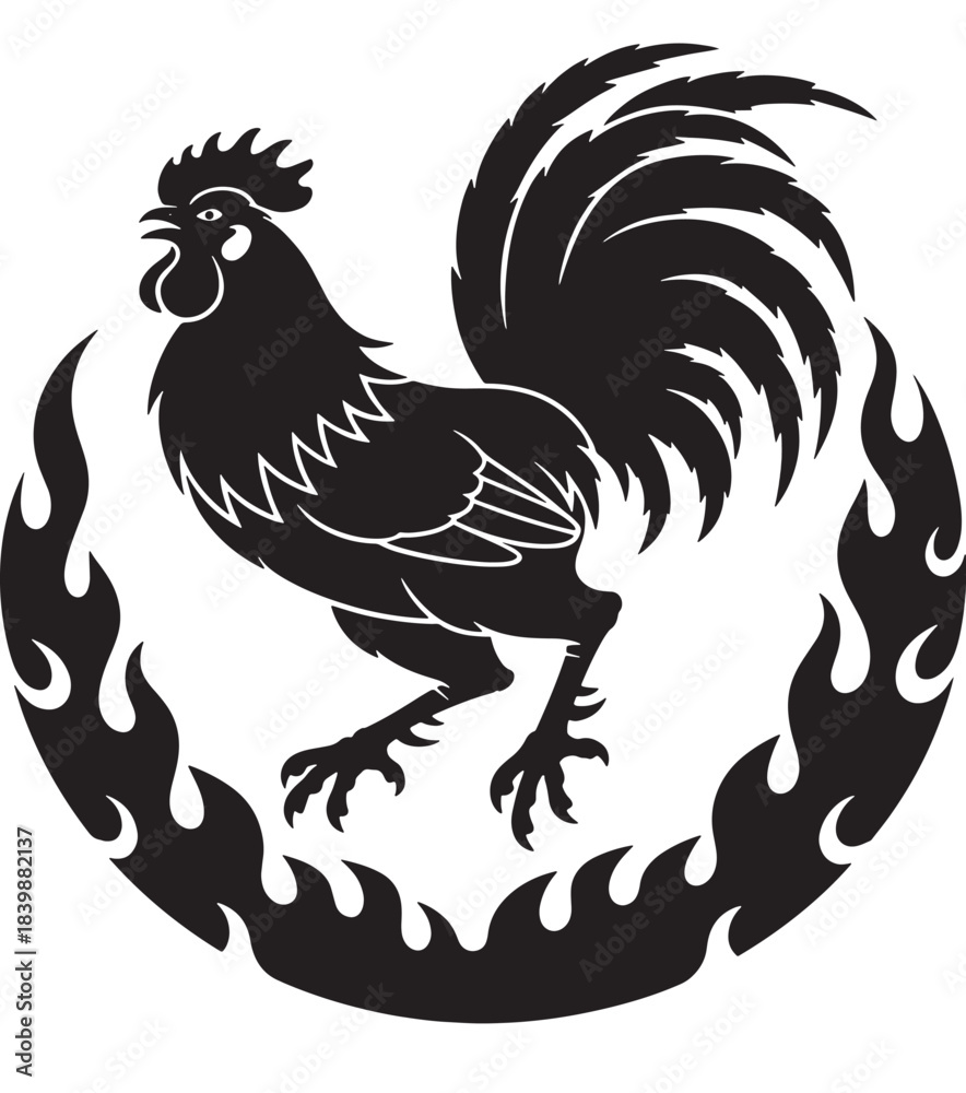 Fototapeta premium Rooster silhouette vector illustration of a chicken