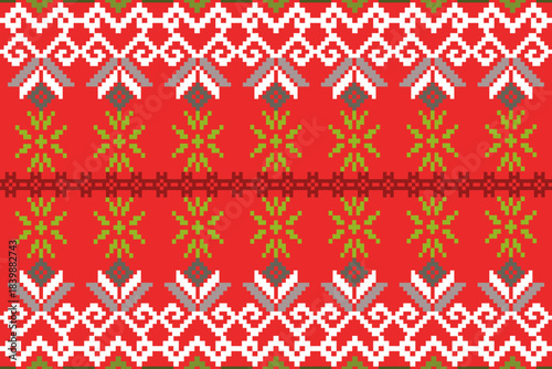 Pixel, Pastel Geometric Floral Tile Seamless Pattern for carpet, print, wrap, decorative, illustration, Fabric, Wallpaper, Ceramics. 
