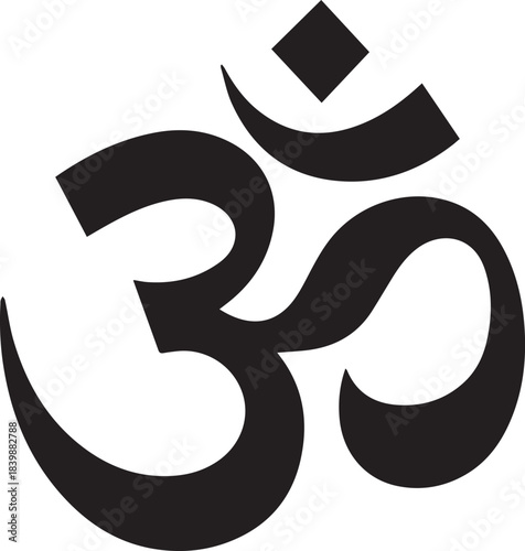 om symbol icon silhouette vector flat illustration design