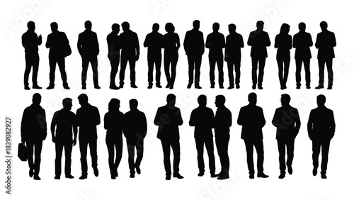 a collection of dark human figures shown in different poses and activities all captured in silhouette