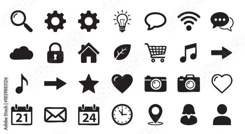 Set of basic user interface icons vector for web development and application