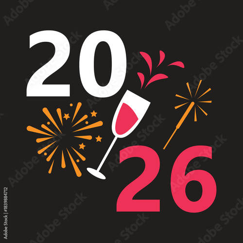 2026 Happy new year, celebration greeting card, Happy New Year t shirts design