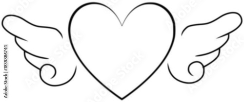 minimalist winged heart line art doodle