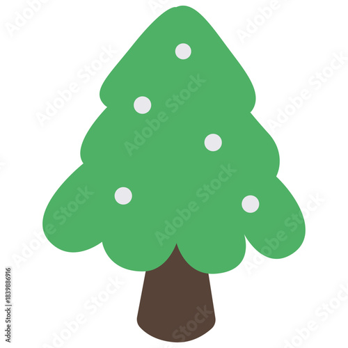 Simple Christmas Tree Flat Illustration