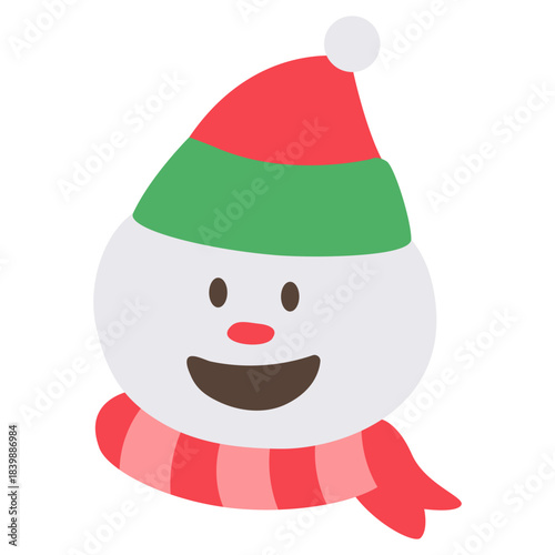 Cute Christmas Snowman Flat Illustration