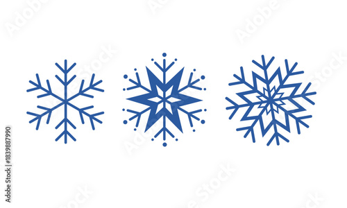 Snowflake icon set. Various shape of snowflake cartoon