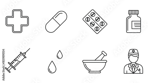 Minimalist Healthcare and Medical Symbol Collection for Modern Graphics