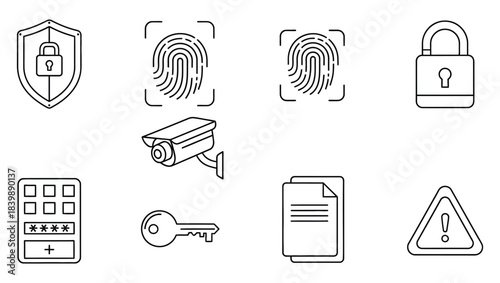 Illustrative icons representing digital security, data protection, and secure access concepts