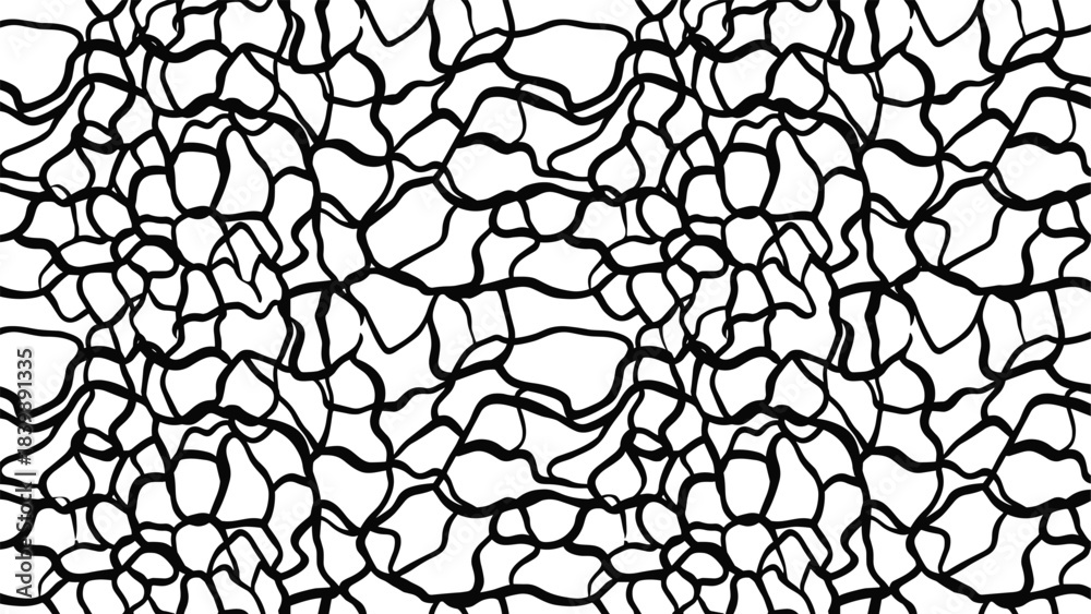 Obraz premium Abstract organic cracked line texture seamless vector pattern with irregular mosaic shapes creating dynamic artistic background for decorative graphic designs