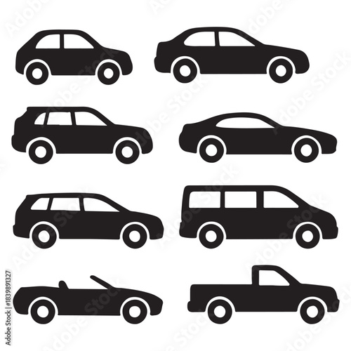 car icon set vector silhouette