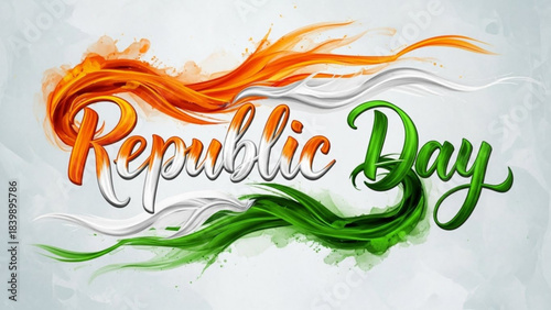 Republic Day Celebration: A vibrant artistic depiction of Republic Day, the colors of the Indian flag swirling elegantly.