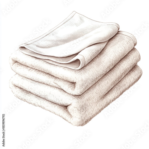Three folded white blankets stacked neatly.